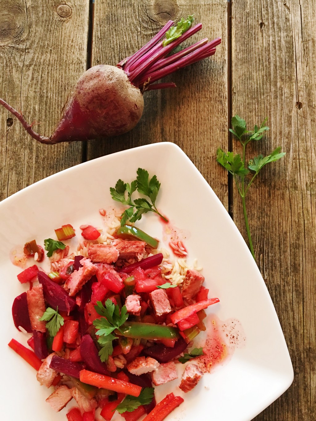 Sommerkotelett med rødbeter